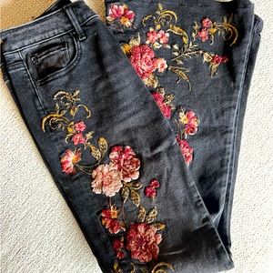 Driftwood Black Swan Farrah Flare Embroidery Black Jeans